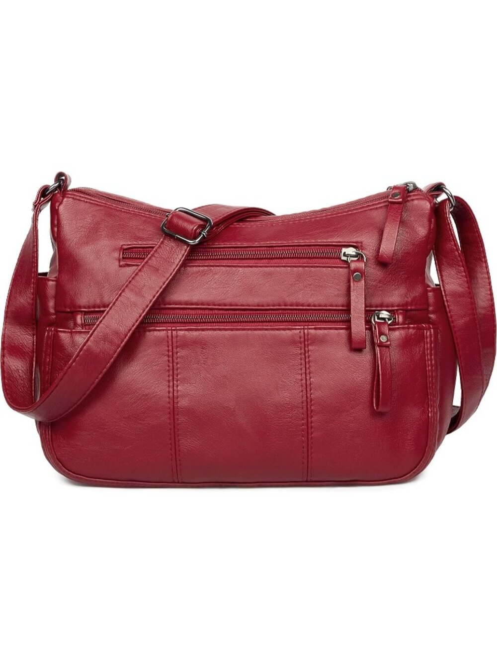 Women's Red Soft PU Leather Shoulder Bag Crossbody Purse Pocketbook